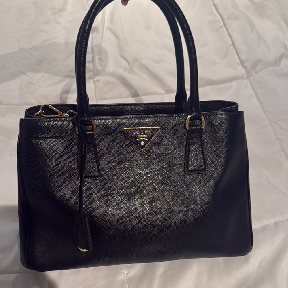 Prada Black Leather Satchel with Structured Design